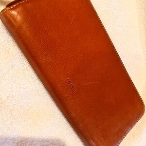 Vintage Ladies Fossil Classic Brown Leather Wallet